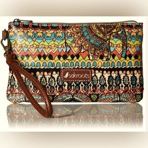 Sakroots Phone Charging Wristlet Artist Circle One World Natural/Brown